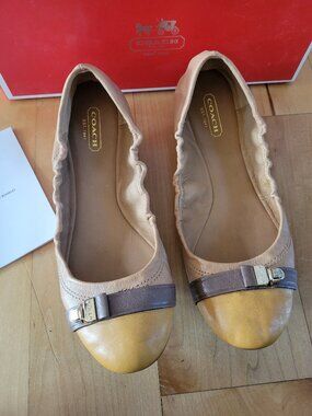 Coach Delphine Flats Tan/Marigold, Size 9M
